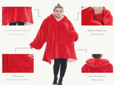 Black Oversized Wearable Blanket Hoodie - Ultra Soft & Cozy Snuggle Pullover for Adults V888-ELOSUNG33398
