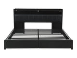 Artiss Queen Bed Frame with Storage Headboard, 2 Drawers, Charging Station& LED Light BFRAME-J-MAXWELL-Q-BK-AB