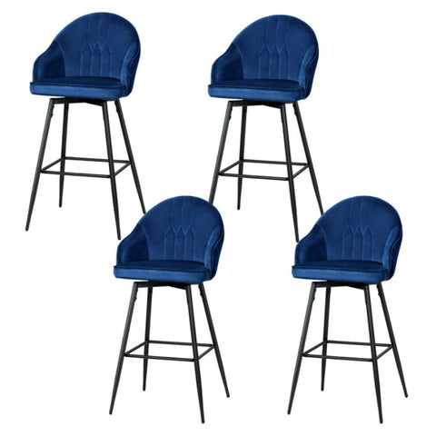 Artiss 4x Bar Stools Velvet Swivel Metal Legs Blue BA-K-9969-BLX4