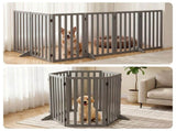 i.Pet Dog Gate Playpen Enclosure 6 Panels Pet Door Fence Wooden Play Pen Stair PET-GATE-WD-282X80-GR