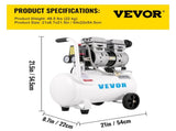Air Compressor 6.6 Gallon, Portable Air Compressor 1 HP, Oil Free Air Compressor Steel Tank 750W, V952-WSKYJ750-25L00001V3