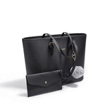 Women's Large Capacity PU Leather Tote Bag, Elegant Shoulder Bag for Work Shopping Party, Black V1188-MS-325-0320
