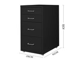 Levede 4 Drawer Office Drawers Cabinet Black HO0402-BK