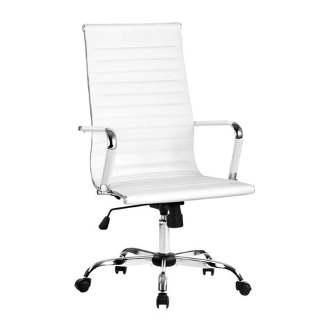 Artiss Office Chair Conference Chairs PU Leather High Back White OCHAIR-H-8147H-WH