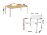 Gardeon 7PCS Outdoor Dining Set Table and Chairs Patio Garden Furniture Bistro Set White FF-DINING-7PLW-WH-ABC