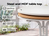 Gardeon Outdoor Side Table 80cm Folding Steel Round Bistro Desk Cafe Patio Furniture White ODF-TB-STFD-WH