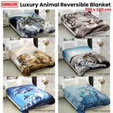 800GSM Luxury Reversible Animal Pattern Mink Blanket Queen 200 x 240 cm Lion Tiger Brown V442-LYL-BLANKET-2025LIONTIGER-BROWN-QS