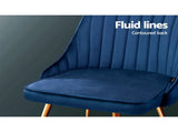 Artiss Dining Chairs Set of 2 Velvet Channel Tufted Blue UPHO-D-DIN203C-VEL-BLX2