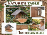 Wooden Bird Feeder Wall Mounted Creative Outdoor Ornament Large Capacity Weather Resistant Natural V1366-AZ2-W-16073
