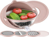 4-in-1 Colander with Lid Set, Multifunctional Strainer for Washing and Draining Pasta Fruit and V1237-ZY-924-379