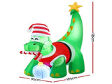 Jingle Jollys Christmas Inflatable Dinosaur 1.86M Height LED Decorations Illuminated XMAS-INF-DINO-GR-6FT