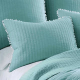 Jenny Mclean Clavo Pompom Blue 3 Piece 100% Cotton Coverlet Set Super King V442-RAN-COVERLET-CLAVOPOMPOM-BLUE-SK
