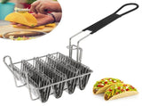 Stainless Steel Taco Shell Fryer Basket, 4 Shell Tortilla Fry Rack with Detachable Handle V1188-MS-721-309