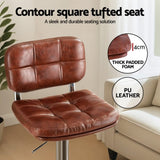 Artiss 2x Bar Stools Kitchen Swivel Gas Lift Counter Chair Tuft PU Leather Brown BA-K-778-BRX2