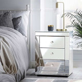 Artiss Bedside Table 3 Drawers Mirrored - PRESIA Silver MF-BT-7181-SR