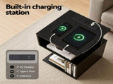 Artiss Bedside Table 2 Shelves S-Shaped Charging Station Black FUR-S-BS-02-BK