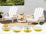 Gardeon Outdoor Table and Chairs HDPE Folding Adirondack Beach Chair Patio Furniture White FF-BEACH-3HEFD-WH