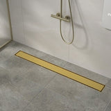 1000mm Tile Insert Bathroom Shower Brushed Brass Grate Drain w/Centre outlet Floor Waste V63-844751