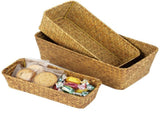 3PCS Woven Desktop Storage Baskets Set, Handwoven Seagrass Baskets Rectangular Organizer Bin, V1369-AZ3-W-08833