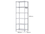 Levede Shelving Unit Adjustable Rack 6 Tier 161cm Carbon Steel Laundry Silver EA0313-SL-AU