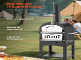 Outdoor Pizza Oven, 12" Pellet Fire Ovens, 2-Layer Pizza Oven Wood Fired, Wood Burning Outdoor V952-LSPSLHS458X48H85L001V0