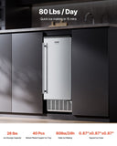 VEVOR Undercounter Built-in Ice Maker, 80 Lbs/Day Under Counter Ice Maker Machine with Reversible V952-SNQRSZBJ80LBQY0EFV3