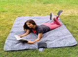 Black and Grey 3-Layer Waterproof Outdoor Blanket Portable, All-Weather Picnic & Camping Mat with V888-ELOSUNG36977