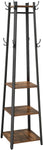 Coat Rack with 3 Shelves with Hooks Rustic Brown and Black V178-11697