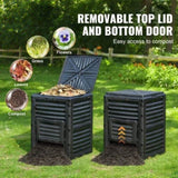 Garden Compost Bin 300 L, BPA Free Composter, Large Capacity Outdoor Composting Bin with Top Lid and V952-GDSDFXHSPP80WX06WV0