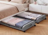 Levede 2x Under Bed Storage Containers for Shoe and Apparel Clear-Lidded Rolling SO1032-GY-2PC-AU