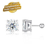 Elegant Four-Prong Moissanite Stud Earrings with Screw Backs Brilliant Round Cut, Icy White V1341-ZY-ZAYHM5G7-MOISSANITEROUND10M-PREMIUMS925