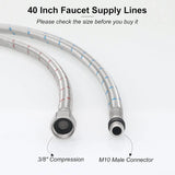 Faucet Supply Lines Braided Stainless Steel 3/8 Comp x M10 Male Connector for Faucet Installation 40 V1189-LC-LY-00139