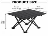 Black Portable Folding Table - 41 x 35 cm Carbon Steel Compact Carry Design, Quick Setup and Space V888-ELOSUNG54919