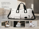 Spacious Lightweight Overnight Carry Bag, Workout & Casual Shoulder Hand Bag, White V1221-XM-LB2107-ZS52
