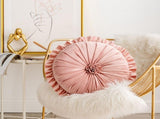 Round Velvet Cushion Ruffled Flower Cushion Decorative Sofa Throw Pillow V1294-YM0716-220628DJ01-2