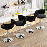 SERENIT Modern Silver Swivel Upholstered Velvet Adjustable Height Counter Stool with Metal Frame V255-GP2217R-BLACK
