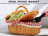 Country Style Wicker Picnic Basket Hamper With Lid And Handle & Liners For Picnic, Parties V1263-JX-1881