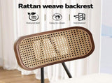 2x Artiss Bar Stools Kitchen Counter Rattan Chairs PU Leather Padding BA-TW-1782-BGX2