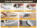 i.Pet Pet Grooming Kit Vacuum Dog Cat Hair Dryer Remover Clipper Brushes Cleaning PET-DRYER-7IN1-WH