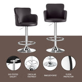 Artiss 2x Leather Bar Stools Swivel Adjustable Gas Lift PU Counter Chairs Brown BA-K-7200-BRX2