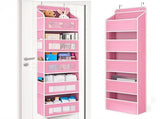 Wall-mounted doll rack with hooks, multi-functional storage rack, pink dolls, can be hung on a door V1188-MS-325-0064