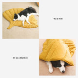 Stylish Leaf-Shaped Pet Mat, Ultra-Soft Plush Faux-Down Filled Dog & Cat Bed Topper, Cozy Foldable V1341-ZY-VEB2MXZ5-GREEN