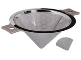 Cone Shaped Strainer Double Ear Stainless Steel Small Strainer for Coffee Tea Leaves Milk Tea V1294-YM0901-3118210147011