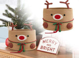 Christmas Deer Basket, Reindeer/Elk Christmas Storage Baskets for Gifts, Reindeer Toy Storage V1366-AZ2-W-20803