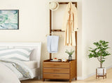 42x165cm Dark Wood Wooden Hall Stand Floor Coat Rack with Drawer Modern Minimalist V63-840691