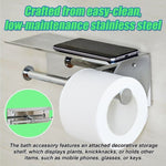 Stainless Steel Double Toilet Paper Holder Towel Roll Tissue Rack Storage Shelf V63-825811