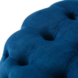 Round Velvet Ottoman in Navy V264-OTM-802V-BLU