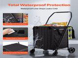 Shopping Cart, Folding Grocery Utility Cart with Dual Baskets, Waterproof Liner & Wheels, 45 KG V952-XYC2ZDSTCSJSJVKLW001V0