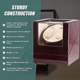 Automatic Dual Watch Winder Wood Display Box Case Motor Rotation Storage V63-823691