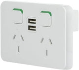 Iconic 250V 10A Horizontal Mount Dual USB Charger Twin Switched Socket V1202-V1-CLI3025USB2VW